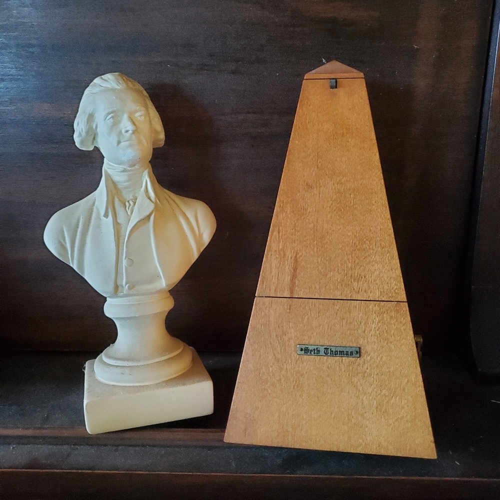 Vintage Thomas Jefferson Bust 8" by ALVA & Seth Thomas Metronome